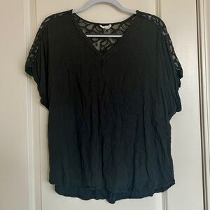Black Lace Sleeve Women's Top